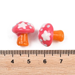 手作りのランプワークエナメルビーズ  手描きのビーズ  キノコ  オレンジ  17.5~18.5x15~15.5mm  穴：1.2mm&nbsp;LAMP-B055-02E