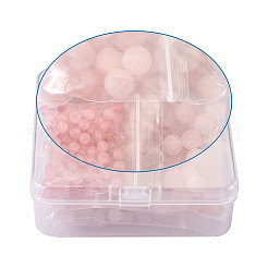 天然石ローズクォーツビーズ  艶消し  ラウンド  4mm / 6mm / 8mm / 10mm / 12mm  穴：0.8~1mm  225個/箱&nbsp;G-TA0001-16