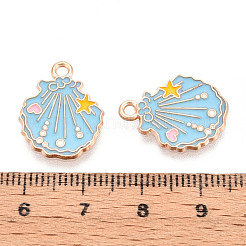 海洋動物の合金エナメルペンダント  ライトゴールド  シェル形状  19.1x14.9x1.1mm  穴：1.8mm&nbsp;ENAM-T022-34H