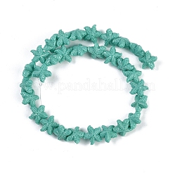 合成サンゴ染め彫刻ビーズ連売り  ヒトデ  ターコイズ  10~11x10x5.5mm  穴：0.8mm  約31個/連  10.04''（25.5センチメートル）&nbsp;CORA-K009-06A-05