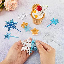 8セット2スタイルのアクリルミラーケーキトッパー  ケーキインサート装飾  クリスマステーマ  スノーフレーク  銀  43~111.5x37.5~69x1mm  4セット/スタイル&nbsp;DIY-FH0004-90B