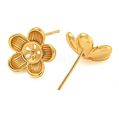 ラックメッキ真鍮スタッドピアスパーツ  カドミウムフリー＆鉛フリー  長持ちメッキ  花  ゴールドカラー  13mm  ピン：0.8mm&nbsp;KK-T072-01G