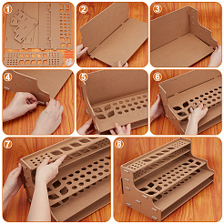 MDFツール収納レイヤースタンド  引き出し収納  DIYツールホルダー  淡い茶色  43x19x21.5cm&nbsp;ODIS-WH0078-77