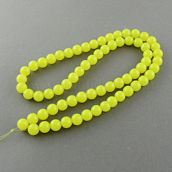 ジェイド風ガラスビーズ連売り  スプレー塗装  ラウンド  緑黄  4mm  穴：1.1~1.3mm  約200個/連  31.4インチ&nbsp;X-DGLA-S076-4mm-09