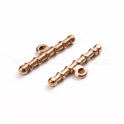 イオンプレーティング（IP）304ステンレススチールマンテルパーツ  バー  ローズゴールド  22x6x2.5mm  穴：1.6mm&nbsp;STAS-D142-05C-RG