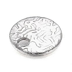 変色しにくい304ステンレススチールチャーム  テクスチャ  レーザー切断  フラットラウンド  ステンレス鋼色  6x0.5mm  穴：1.2mm&nbsp;STAS-I166-21A