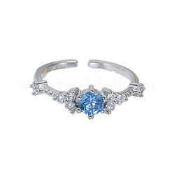 真鍮マイクロパヴェクリアキュービックジルコニアカフオープンリング（女性用）  花  プラチナ  15~20mm&nbsp;WG0E64E-02