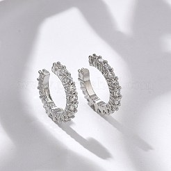 真鍮マイクロペーブクリアキュービックジルコニアカフイヤリング  プラチナ  15x14x2mm  内径：10.2mm&nbsp;EJEW-I249-14P