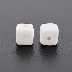 手作り樹脂粘土ビーズ連売り  キューブ  ホワイト  6x6x6mm  穴：1.2mm  約62個/連  14.84インチ〜15.75インチ（37.7cm〜40cm）&nbsp;X-CLAY-T020-09I