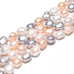 天然養殖淡水パールビーズ連売り  研磨両側  ミックスカラー  8.5~13x7.5~10x5~8.5mm  穴：0.6mm  約17~18個/連  6.69~7.09''（17~18センチメートル）&nbsp;PEAR-N014-09A-03