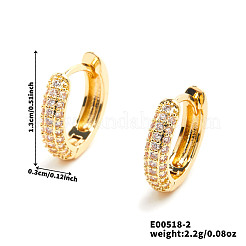 高級でファッショナブルな真鍮フープピアス  ラインストーン付き  ゴールドカラー  13x3mm&nbsp;YV3496-2