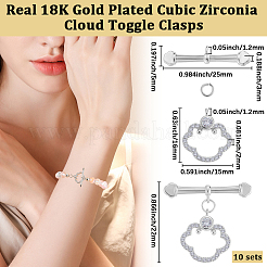 真鍮マイクロパヴェクリアキュービックジルコニアマンテル10個  雲  プラチナ  22mm  バー：25x5x3mm  穴：1.2mm  ペンダント：16x15x2mm  穴：1.2mm&nbsp;KK-BBC0021-02P