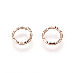 304ステンレススチールオープン丸カン  ローズゴールド  7x0.9mm  内径：5.5mm&nbsp;STAS-O098-01RG-18