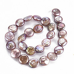 天然ケシパールビーズ連売り  養殖淡水パール  フラットラウンド  ラベンダー  12~15x12~14x4~8mm  穴：0.6mm  約27~28個/連  15.35インチ（39cm）&nbsp;PEAR-S018-03F