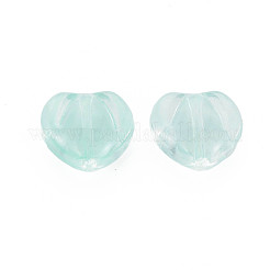 透明ガラスビーズ  ハート  淡いターコイズ  10.5x12x6.5mm  穴：1mm&nbsp;GLAA-T022-24-D01