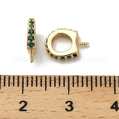馬蹄ラックメッキ真鍮マイクロパヴェキュービックジルコニアペンダントベイル  ペグベイル  片穴パーツ用  カドミウムフリー＆鉛フリー  長持ちメッキ  18KGP本金メッキ  グリーン  9.5x7.5x2mm  穴：4.5mm  ピン：0.8mm&nbsp;KK-S397-07F