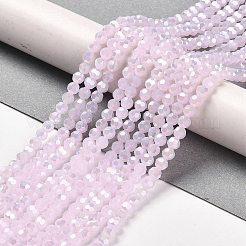 模造翡翠ガラスビーズスタンド  腹部の色  ファセット（32ファセット）  ラウンド  ピンク  4.5x4mm  穴：1mm  約87~93個/連  32~33cm&nbsp;LS-EGLA-A035-J4mm-B02