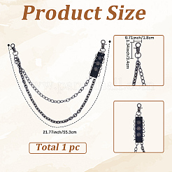 パンツ用合金製二重チェーンベルト1本  合金回転式ナスカン付き  ガンメタ色  553mm&nbsp;AJEW-GF0011-93D