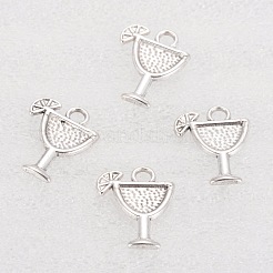 チベットスタイル合金カクテルのペンダント  ウェイトレスチャーム  カドミウムフリー＆ニッケルフリー＆鉛フリー  マルガリータ  アンティークシルバー  17x14x2mm  穴：1.5mm&nbsp;TIBEB-A14275-AS-FF