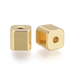 真鍮製スペーサービーズ  長持ちメッキ  キューブ  18KGP本金メッキ  5x5x5mm  穴：1mm&nbsp;LS-KK-F821-03G