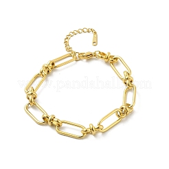 女性用304ステンレススチールオーバルリンクチェーンブレスレット  18KGP本金メッキ  7-1/4インチ（18.3cm）&nbsp;BJEW-P348-01C-G