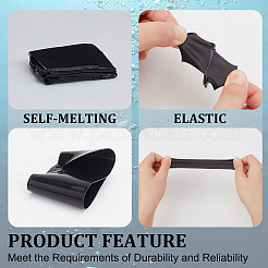 シリコン粘着テープ2巻  修理テープ  電気テープ  防水絶縁 & 耐熱  ブラック  25mm  3 m /ロール&nbsp;AJEW-GF0005-86