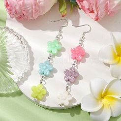 アクリルダングルピアス  304ステンレススチールピアスフック付き  花  ステンレス鋼色  88.5x15.5mm&nbsp;EJEW-JE05752-01