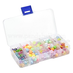 200 個 10 スタイル不透明なアクリル ビーズ  ABカラー  ラウンド  ミックスカラー  8x7~7.5mm  穴：2.5mm  20個/スタイル&nbsp;MACR-CJ0001-46