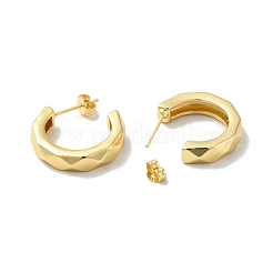 ラックメッキ真鍮C字型スタッドピアス  女性用ハーフフープピアス  カドミウムフリー＆鉛フリー  18KGP本金メッキ  22x5mm  ピン：0.8mm&nbsp;EJEW-I268-04G