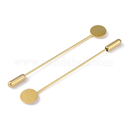 真鍮のラペルピンベースのセッティング  トレイ付き  フラットラウンド  ゴールドカラー  トレイ：10mm  72mm&nbsp;KK-WH0045-025A-G