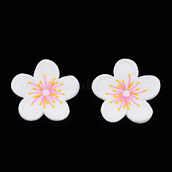 オペーク樹脂カボション  桃の花  ホワイト  23x25.5x5.5mm&nbsp;CRES-CJC0007-24C
