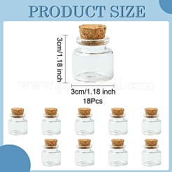 18 個のガラス瓶  コルクプラグ付き  ウィッシングボトル  コラム  透明  3x3cm  容量：10ml（0.34fl.oz）&nbsp;CON-FS0001-14A