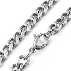 変色しない304ステンレススチール製キューバチェーンネックレス、男性用、女性用  ステンレス鋼色  19.88インチ（50.5cm）&nbsp;NJEW-C013-03P