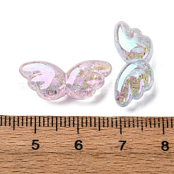 UVメッキ透明クラックルアクリルビーズ  虹色の  ミックスカラー  ウイング  9.5x22x6.5mm  穴：1.8mm&nbsp;OACR-G052-10C
