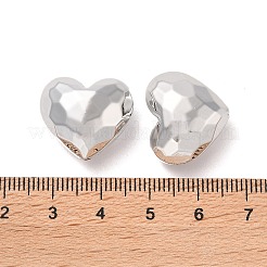 CCBプラスチックビーズ  多面カットハート  プラチナ  17x19x11.5mm  穴：2mm&nbsp;CCB-B003-02P
