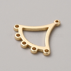 真鍮製のシャンデリアコンポーネントリンク  扇型コネクタ  ゴールドカラー  16x16x1mm  穴：0.8mm＆1mm&nbsp;KK-WH0082-03G