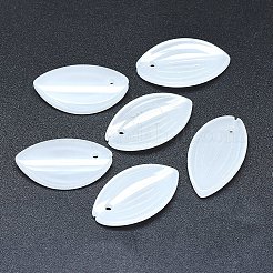 ジェイド風ガラスチャーム  蓮の花びら  雪  20.5x12x2.5mm  穴：1mm&nbsp;LS-GLAA-H016-04D-7