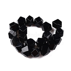 染色・加熱された天然黒瑪瑙ビーズ連売り  多面カットキューブ  10~11x10~11x10~11mm  穴：1mm  約20個/連  8.50''（21.6センチメートル）&nbsp;G-T138-39