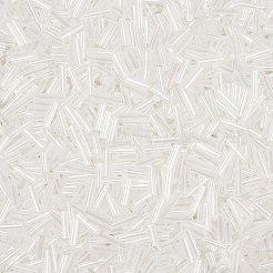 ガラス竹ビーズ  シードビーズ  ホワイト  約6mm長  直径1.8mm  穴：0.6mm  約1111個/50g&nbsp;X-TSDB6MM141T