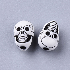 クラフトアクリルビーズ  スカル  ブラック  20x14x13mm  穴：2.5mm  約250個/500g&nbsp;MACR-T035-005A-01