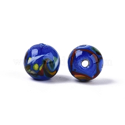 手作りランプワークビーズ  ラウンド  ブルー  11.5~12.5mm  穴：1~1.8mm&nbsp;LAMP-Q039-05B