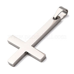 304ステンレススチール製クリスチャン逆十字ペンダント  ステンレス鋼色  45x29x3mm  穴：8x5mm&nbsp;STAS-F323-10P