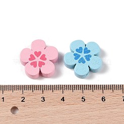 メープルウッドビーズ  花  ミックスカラー  19x19x5mm  穴：1.8mm  735個/ 500g&nbsp;WOOD-E017-04