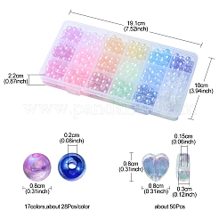 526個18スタイル透明アクリルビーズ  ab色メッキ  ラウンド＆ハート  ミックスカラー  8x8x3mm  穴：1.5~2mm&nbsp;MACR-YW0002-07