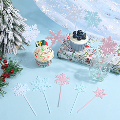 クリスマスプラスチックケーキトッパー12セット  ケーキインサートカード  ケーキデコレーション用  スノーフレーク  ミックスカラー  110~140x37~62.5x1.5mm  3色  4セット/カラー&nbsp;AJEW-SC0003-45A