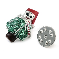 クリスマステーマの合金エナメルブローチ  バックパック服用  雪だるまとクリスマスツリー  プラチナ  15.5x23.5mm&nbsp;JEWB-S022-05A-P