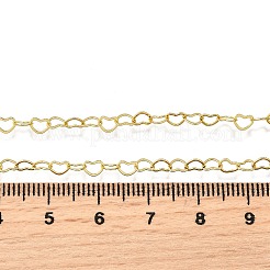 真鍮のハートのリンクチェーンネックレス  鉛フリー＆カドミウムフリー  長持ちメッキ  ラックめっき  18KGP本金メッキ  17.60インチ（44.7cm）&nbsp;NJEW-M108-33G