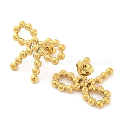 イオンプレーティング（IP）304ステンレススチール製スタッドピアス（女性用）  蝶結び  14KGP本金メッキ  19x25mm&nbsp;EJEW-N054-20G