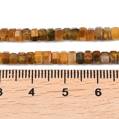 天然虎石英ビーズ連売り  多面カット  六角  4x4x2~2.5mm  穴：0.9mm  約156個/連  15.24''（38.7センチメートル）&nbsp;G-G345-C11-2x4mm