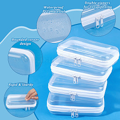 透明なペット用デスクトップ収納ジッパーボックス6個  長方形  ホワイト  19x11x5cm&nbsp;ABAG-WA0001-44C